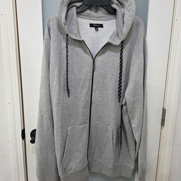 Kenneth Cole Men’s Zip Up Hoodie 2X Gray Full Zip Sweatshirt NWT Casual - Picture 1 of 11